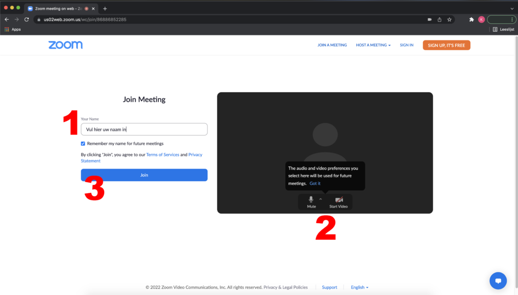 Hoe neem je deel aan een zoommeeting vanuit de browser stap 3