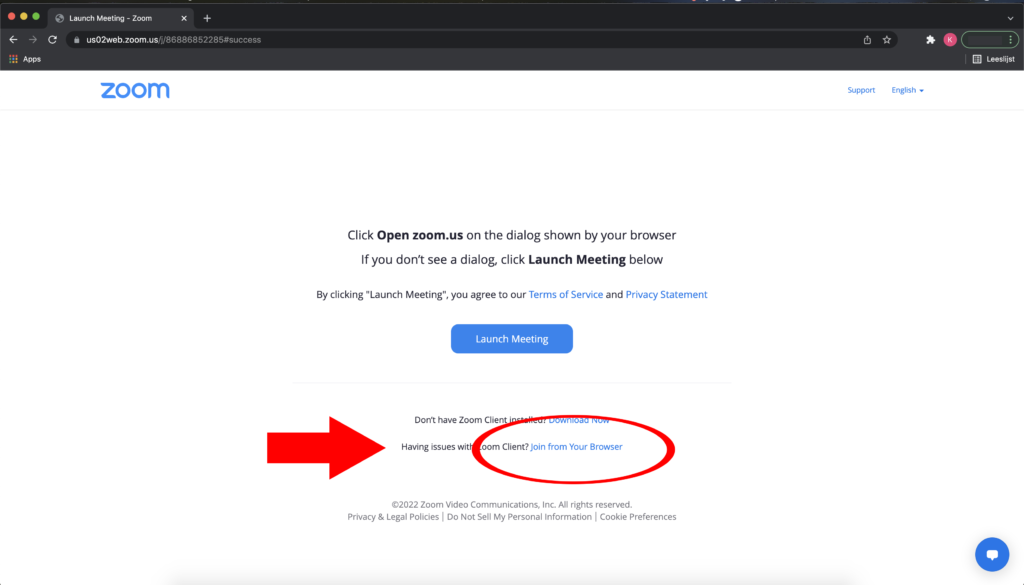 Deelnemen aan Zoom vanuit de browser stap 2